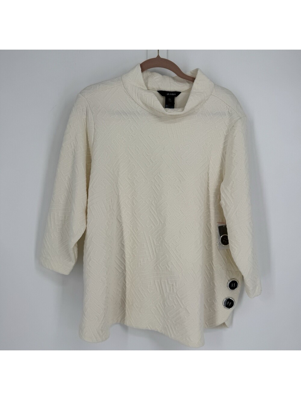 Ali Miles sweater PXL ivory textured  artsy art to wear career business workwear